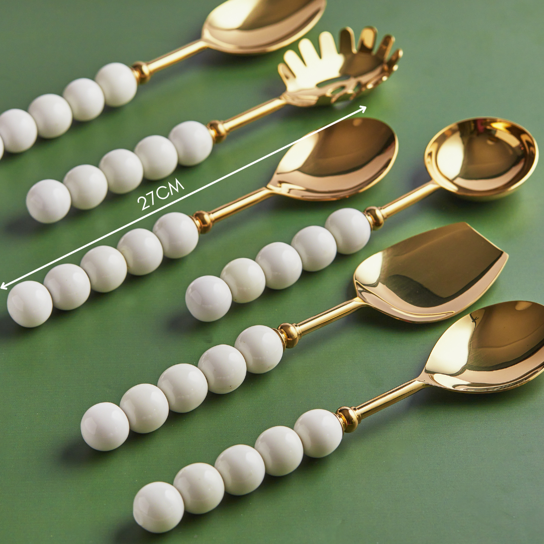 Premium 6-Piece Serving set White Beaded