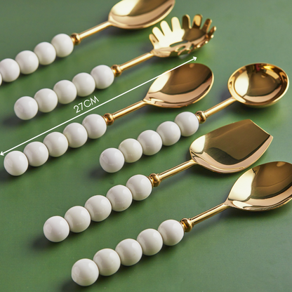 Premium 6-Piece Serving set White Beaded