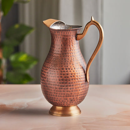 Beautiful Mughlai Hammered Copper Jug with tin lining