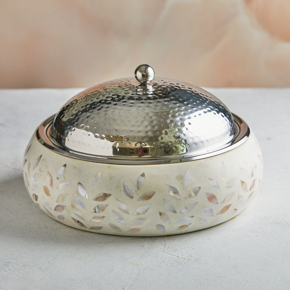 Handcrafted Cream Mother of Pearl 3.5L | with Insulated Stainless Steel Casserole