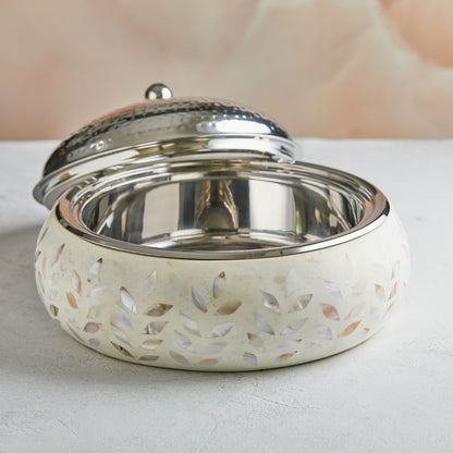 Handcrafted Cream Mother of Pearl 3.5L | with Insulated Stainless Steel Casserole