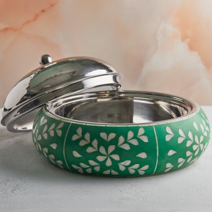 Handcrafted Green Mother of Pearl with Insulated Stainless Steel Casserole 3.5L