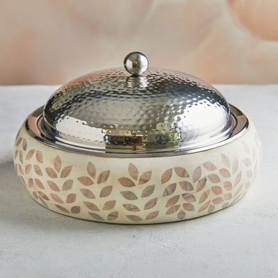 Handcrafted White Mother of Pearl 4.5L | with Insulated Stainless Steel Casserole