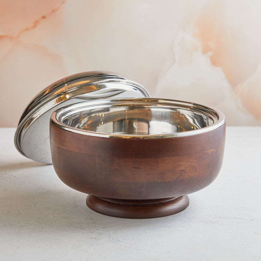 Handcrafted Wood Stand 3.5L | Insulated Stainless Steel Casserole