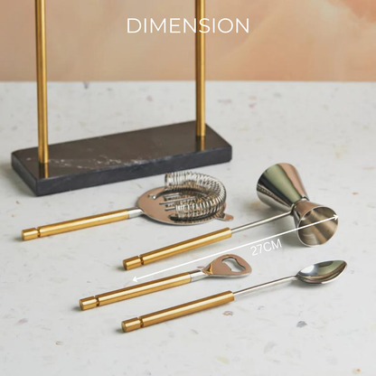 Bar Hanging Tools 4-Piece Set Marble & Brass