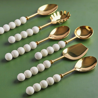 Premium 6-Piece Serving set White Beaded