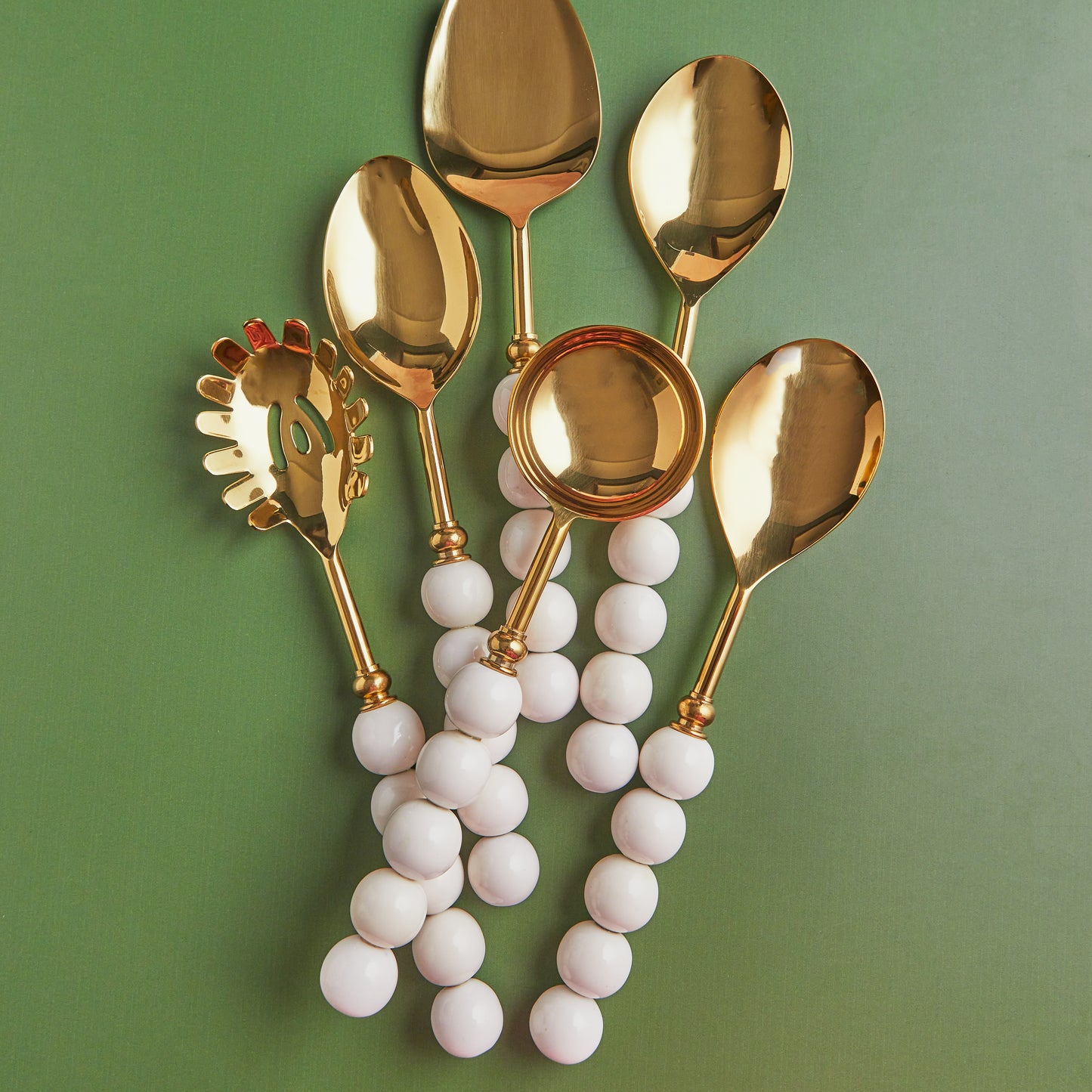 Premium 6-Piece Serving set White Beaded